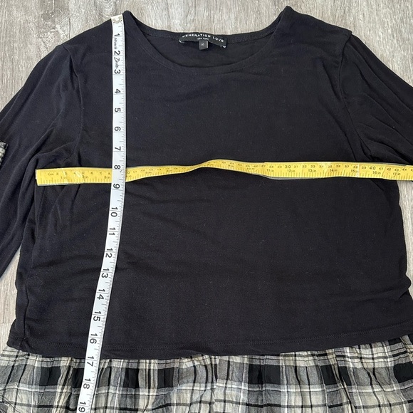 Generation Love Y2K Preppy Top Women’s XS Black Plaid Pullover Bell Sleeve - Picture 7 of 7